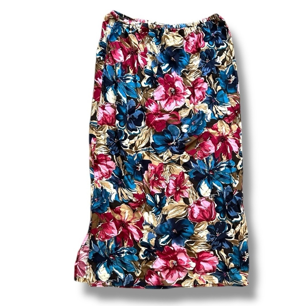 Vintage 90s Islander Floral Maxi Skirt Woman's Size Small Hawaiian Vacay Resort